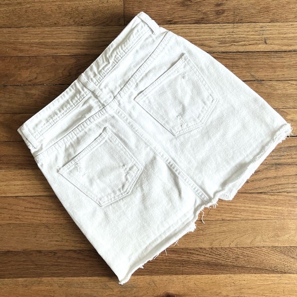 S White Distressed Denim Skirt Frayed Ripped - Picture 2 of 3
